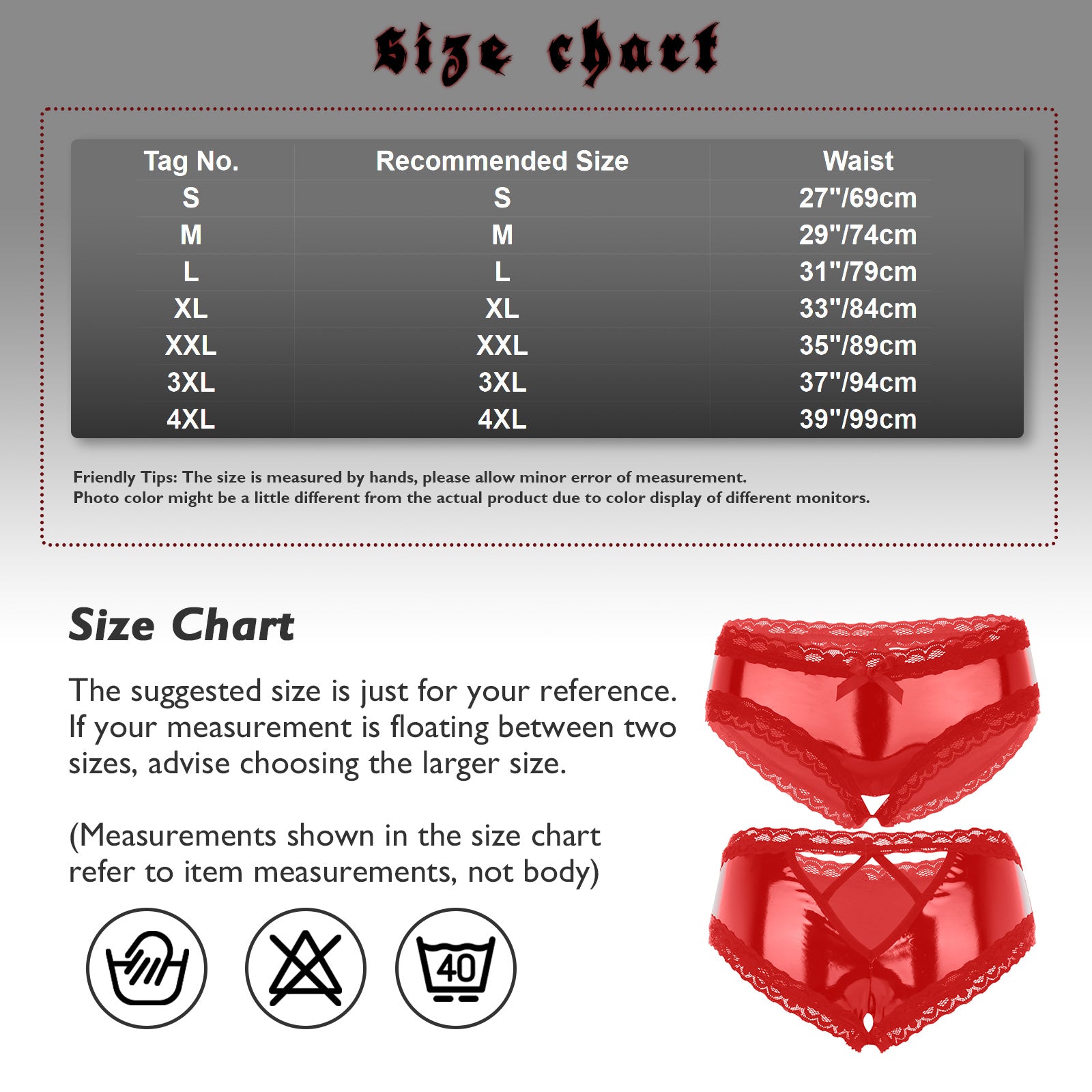 Lackliknande erotiska trosor med V‑back | Nora