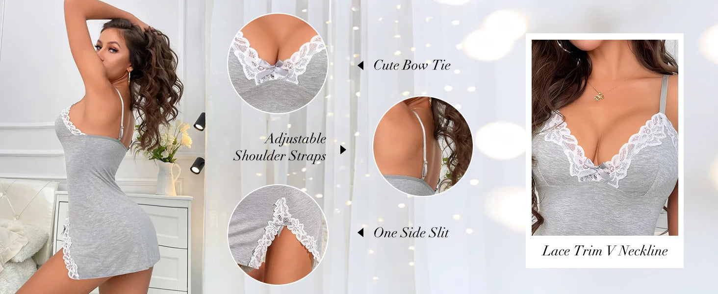 Elegant nattlinne i satin med V-ringning | Klara