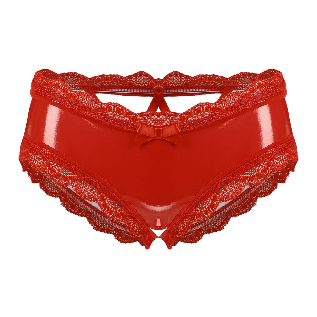 Lackliknande erotiska trosor med V‑back | Nora