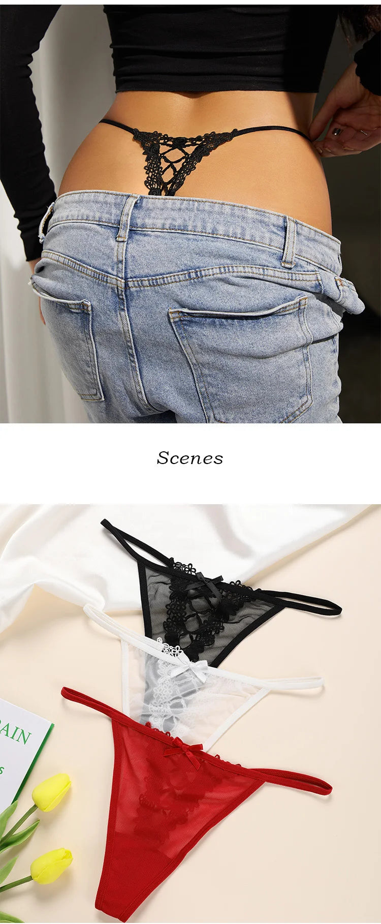 Tunn G‑string i genomskinlig spets | Liv