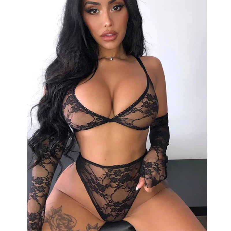 Sexigt underklädesset i spets (3-delat) | Freja
