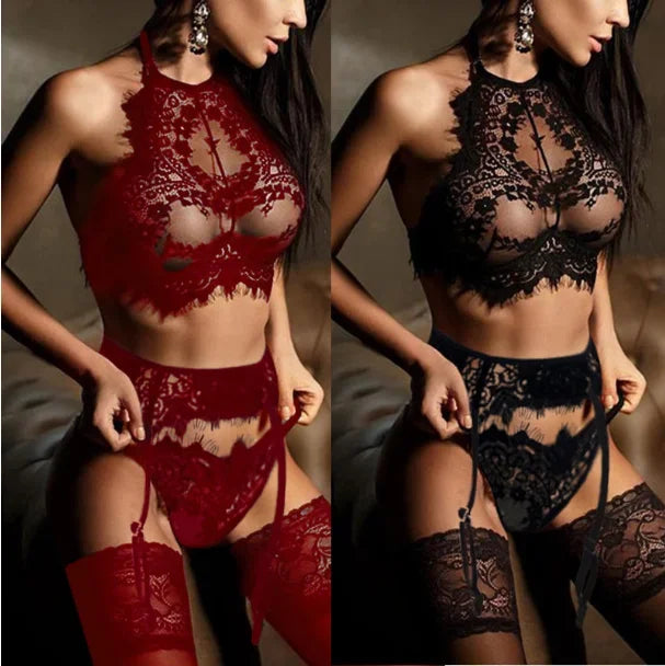 Exotiskt BH‑ & trosset med strumpeband | Ylva