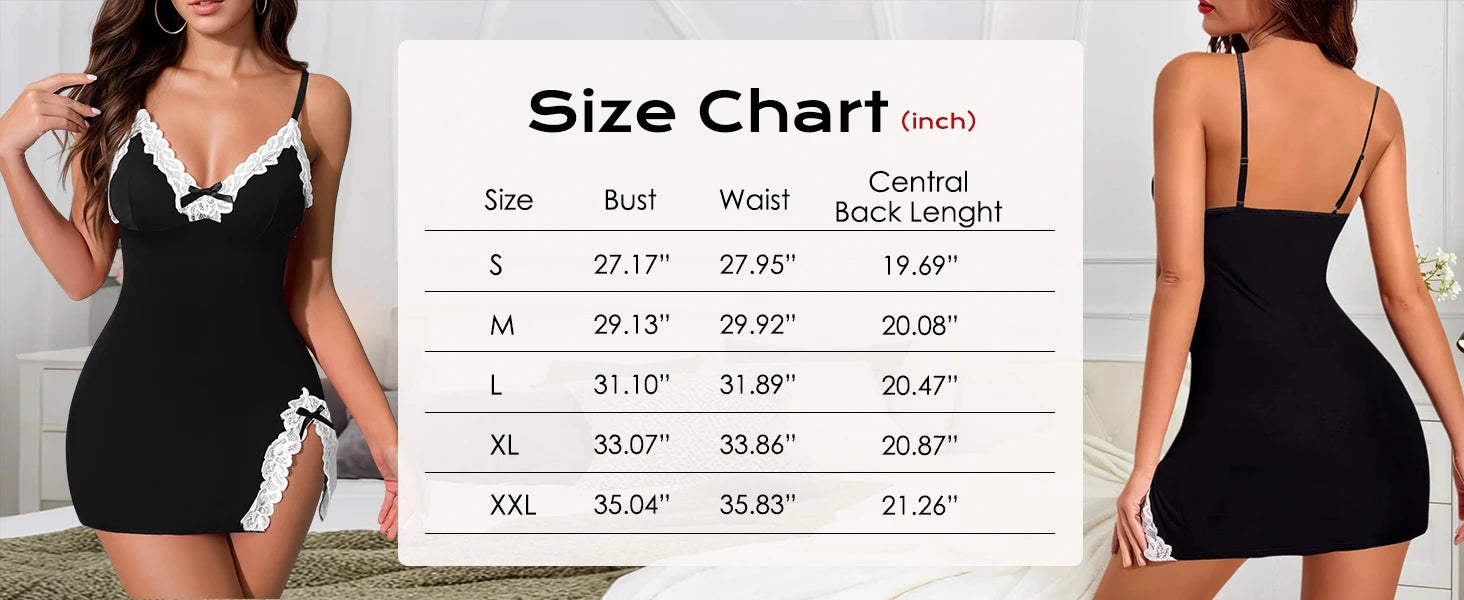 Elegant nattlinne i satin med V-ringning | Klara